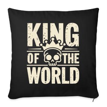 Skull and crossbones with crown King of the World - Sofa pillowcase 17,3'' x 17,3'' (45 x 45 cm) - black - Front