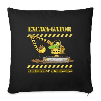 Fun Construction Site Excavator Crocodile Saying Pun - Sofa pillowcase 17,3'' x 17,3'' (45 x 45 cm) - black - Front