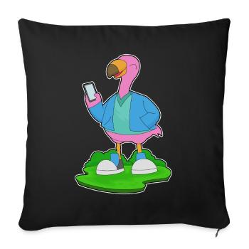 Flamingo Smartphone - Housse de coussin décorative 45 x 45 cm - noir - Devant