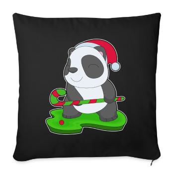 Panda Weihnachten Feldhockey - Sofakissenbezug 45 x 45 cm - Schwarz - Vorne