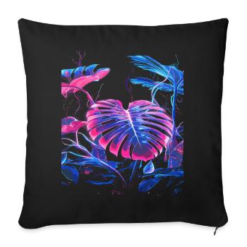 Neon Monstera Plant - Sofa pillowcase 17,3'' x 17,3'' (45 x 45 cm) - black - Front