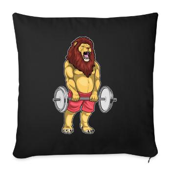 Lion Bodybuilder Barbell Bodybuilding - Housse de coussin décorative 45 x 45 cm - noir - Devant