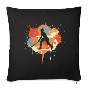 Dessin de joueur de hockey - Housse de coussin décorative 45 x 45 cm - noir - Devant