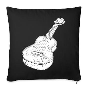 Ukulele Drawing - Sofa pillowcase 17,3'' x 17,3'' (45 x 45 cm) - black - Front