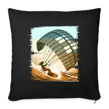 Kitesurfen Kitesurfer Kiteboard - Sofakissenbezug 45 x 45 cm - Schwarz - Vorne