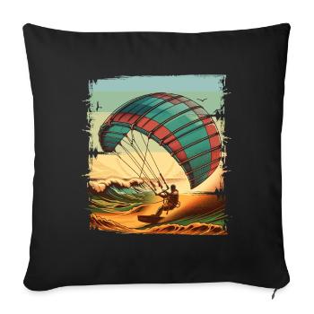 Kitesurfen Kitesurfer Kiteboard - Sofakissenbezug 45 x 45 cm - Schwarz - Vorne