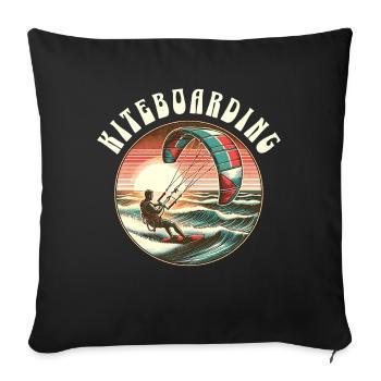 Kitesurfen Kitesurfer Kiteboard - Sofakissenbezug 45 x 45 cm - Schwarz - Vorne