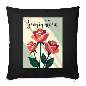 Soon in Bloom Rosenmotiv - Sofakissenbezug 45 x 45 cm - Schwarz - Vorne