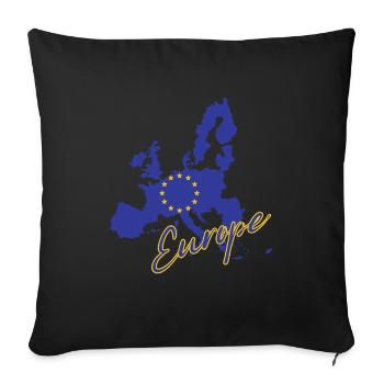 Drapeau de l’Europe, fierté européenne - Housse de coussin décorative 45 x 45 cm - noir - Devant