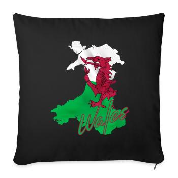 Flag of Wales, Welsh pride - Sofa pillowcase 17,3'' x 17,3'' (45 x 45 cm) - black - Front