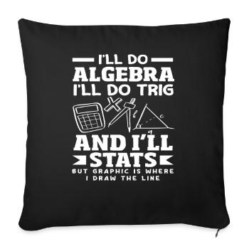 Cadeau de mathématiques pour professeur de mathématiques - Housse de coussin décorative 45 x 45 cm - noir - Devant