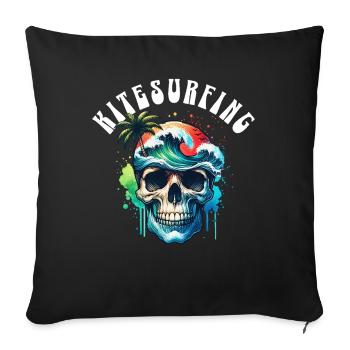 Kitesurf Kitesurfer Kiteboard - Housse de coussin décorative 45 x 45 cm - noir - Devant