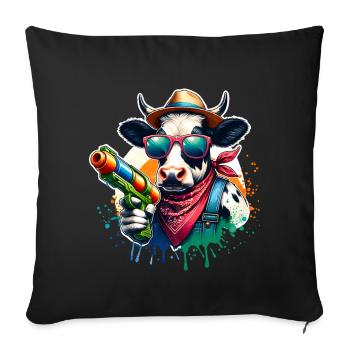 Cow Water Pistol - Sofa pillowcase 17,3'' x 17,3'' (45 x 45 cm) - black - Front