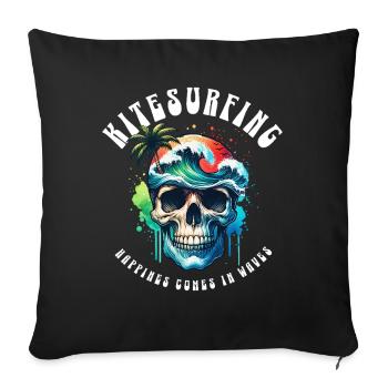 Kitesurfen Kitesurfer Kiteboard - Sofakissenbezug 45 x 45 cm - Schwarz - Vorne