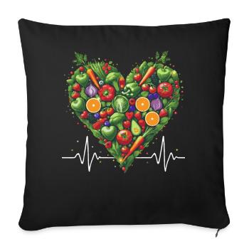 Healthy Heart Fruit & Veggie Illustration - Sofa pillowcase 17,3'' x 17,3'' (45 x 45 cm) - black - Front