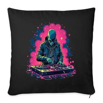 Alien Extraterrestre DJ Musique - Housse de coussin décorative 45 x 45 cm - noir - Devant