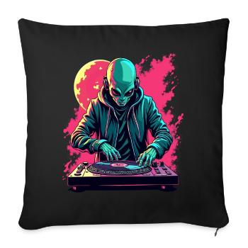 Alien Extraterrestrial DJ Music - Sofa pillowcase 17,3'' x 17,3'' (45 x 45 cm) - black - Front