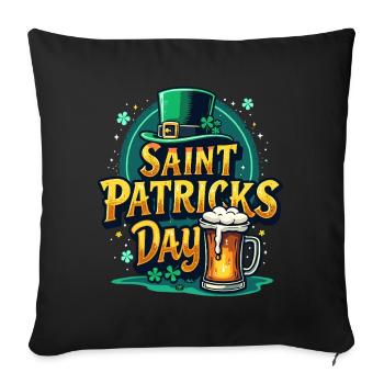 Bière de la Saint-Patrick - Housse de coussin décorative 45 x 45 cm - noir - Devant