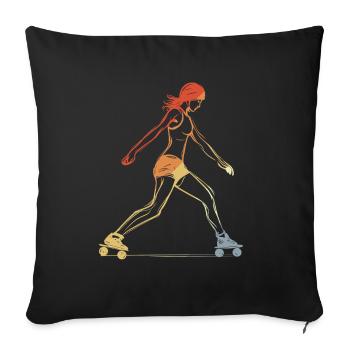 Female Scooter Skater - Sofa pillowcase 17,3'' x 17,3'' (45 x 45 cm) - black - Front