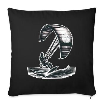 Kitesurfen Kitesurfer Kiteboard - Sofakissenbezug 45 x 45 cm - Schwarz - Vorne