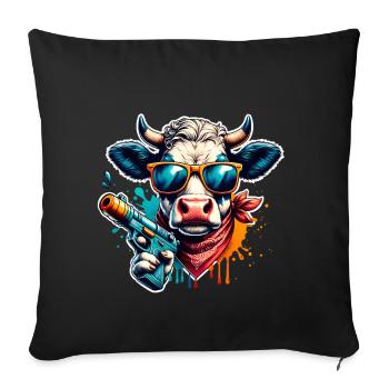 Cow Water Pistol - Sofa pillowcase 17,3'' x 17,3'' (45 x 45 cm) - black - Front