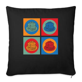 Crêpes colorées Art Breakfast Delight - Housse de coussin décorative 45 x 45 cm - noir - Devant