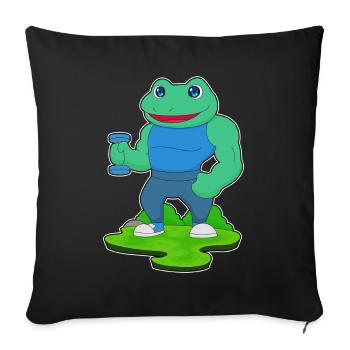 Frog Bodybuilder Dumbbell Bodybuilding - Sofa pillowcase 17,3'' x 17,3'' (45 x 45 cm) - black - Front