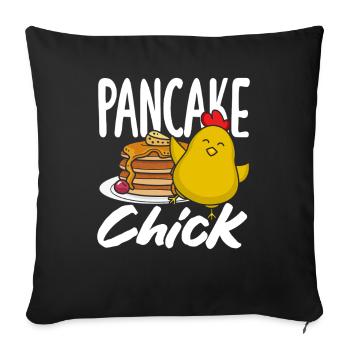 Crêpe Poussins Drôle Petit Déjeuner Délice - Housse de coussin décorative 45 x 45 cm - noir - Devant