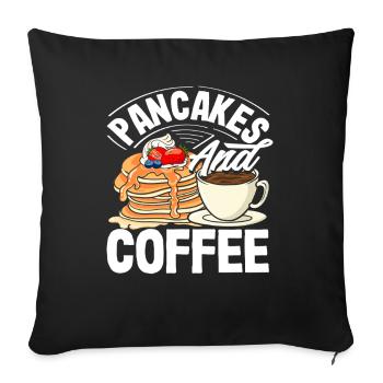 Pancakes and coffee for breakfast lovers - Sofa pillowcase 17,3'' x 17,3'' (45 x 45 cm) - black - Front