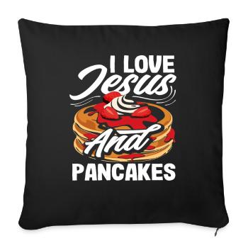 J’aime Jésus et les crêpes - Housse de coussin décorative 45 x 45 cm - noir - Devant