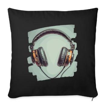 Headphones - Sofa pillowcase 17,3'' x 17,3'' (45 x 45 cm) - black - Front