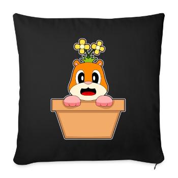 Fleur de hamster - Housse de coussin décorative 45 x 45 cm - noir - Devant