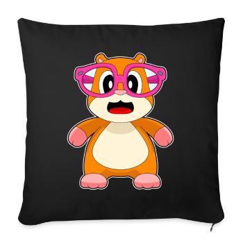 Lunettes de hamster - Housse de coussin décorative 45 x 45 cm - noir - Devant