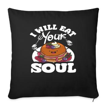 Crêpes, je mangerai ton âme - Housse de coussin décorative 45 x 45 cm - noir - Devant