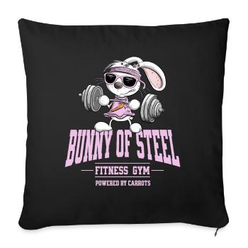 Hase Fitness Kraftsport Spruch Training - Sofakissenbezug 45 x 45 cm - Schwarz - Vorne