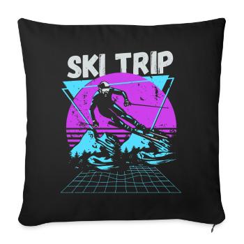 Retro Ski Trip Neon Graphic - Sofa pillowcase 17,3'' x 17,3'' (45 x 45 cm) - black - Front