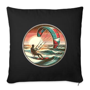 Kitesurfen Kitesurfer Kiteboard - Sofakissenbezug 45 x 45 cm - Schwarz - Vorne