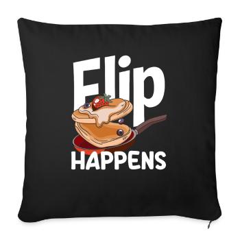 Les crêpes se retournent et le design du petit-déjeuner est amusant - Housse de coussin décorative 45 x 45 cm - noir - Devant