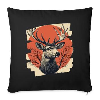 Hirsch mit Geweih - Sofakissenbezug 45 x 45 cm - Schwarz - Vorne