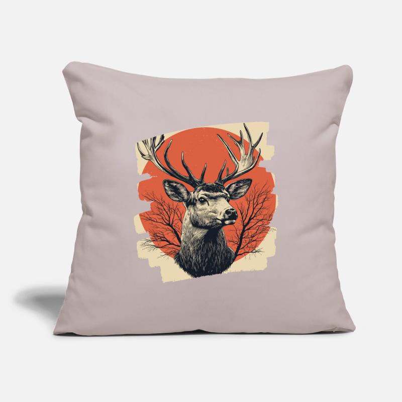 Cerf avec bois Housse de coussin décorative 45 x 45 cm