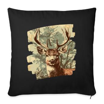 Cerf avec bois - Housse de coussin décorative 45 x 45 cm - noir - Devant