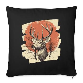 Hirsch mit Geweih - Sofakissenbezug 45 x 45 cm - Schwarz - Vorne