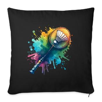 Badminton - Housse de coussin décorative 45 x 45 cm - noir - Devant