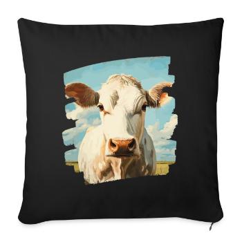 Kuh Bauer - Sofakissenbezug 45 x 45 cm - Schwarz - Vorne