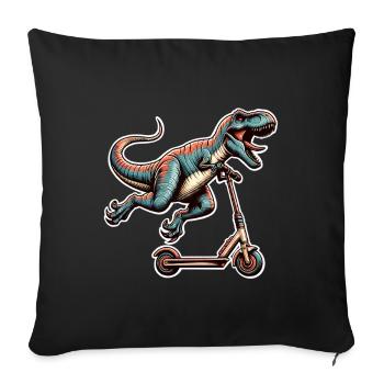 Tretroller E-Scooter E-Roller T Rex Dino Scooter - Sofakissenbezug 45 x 45 cm - Schwarz - Vorne