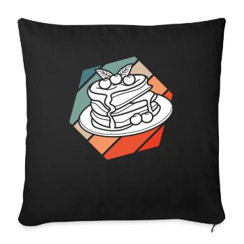 Crêpes aux cerises et sirop d’érable - Housse de coussin décorative 45 x 45 cm - noir - Devant
