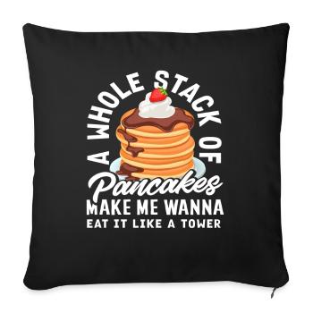 Pancakes Tower Enjoy Breakfast Fun - Sofa pillowcase 17,3'' x 17,3'' (45 x 45 cm) - black - Front