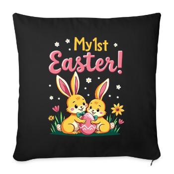 My 1ST Easter Sweet Easter Bunnies First Easter - Sofa pillowcase 17,3'' x 17,3'' (45 x 45 cm) - black - Front