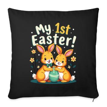 My 1ST Easter Sweet Easter Bunnies First Easter - Sofa pillowcase 17,3'' x 17,3'' (45 x 45 cm) - black - Front