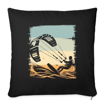 Kitesurf Kitesurfer Kiteboard - Housse de coussin décorative 45 x 45 cm - noir - Devant